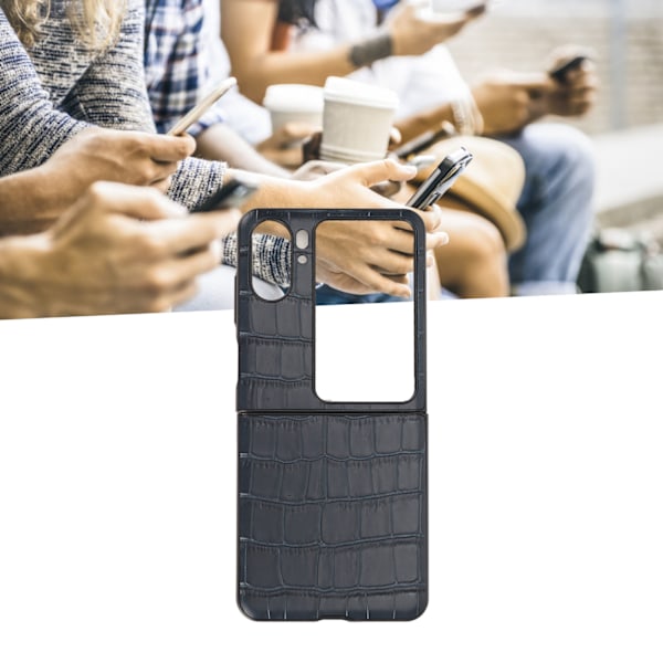 Äkta läderfodral hopfällbart mobilskyddsskal för Oppo Find N2 Flip Blå