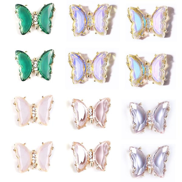 Rhinestones til negler, 3D sommerfugl negl charms, DIY kunst