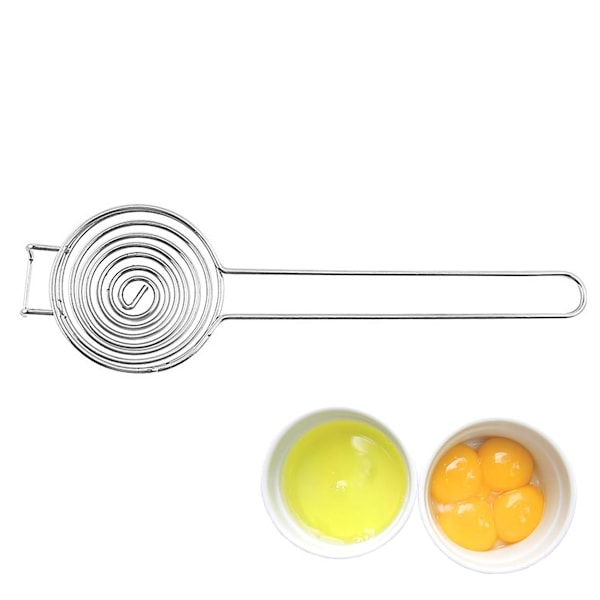 Ägguleavskiljare i rostfritt stål med bekvämt ihåligt handtag, lätt att rengöra och diskmaskinssäker äggvitefilter
