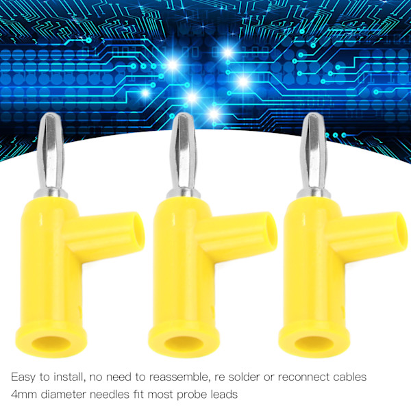10 stk. Stakbare bananplugs 4mm/0,2 tommer Loddefri messing Standardstørrelse Stakbare bananforbindelse til sikkerhedstilbehør Gul