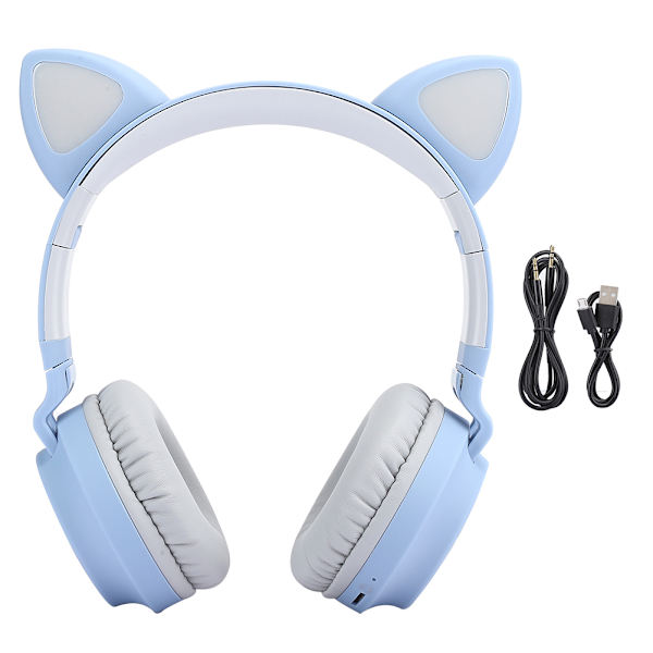 Kattøre Bluetooth 5.0 Hodetelefoner LED Støydemping Unge Mennesker Barn Søt Headset Støtte Minnekort