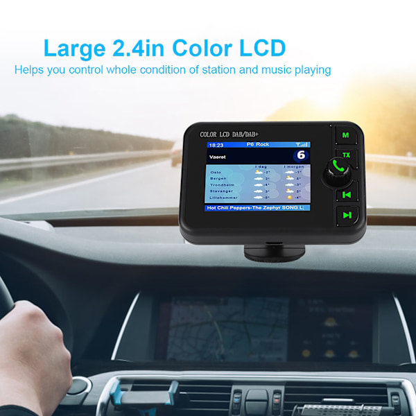 2,4 tommer farve LCD bil DAB-radio 170-240 MHz DAB/87,5-108 MHz FM bil digital DAB-radio