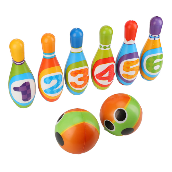 Barn Bowling Leksaker Set Mjuk Färgglad PU Bomull Pedagogiskt Spel Småbarn Bowling Pin Boll Leksak för Inomhus
