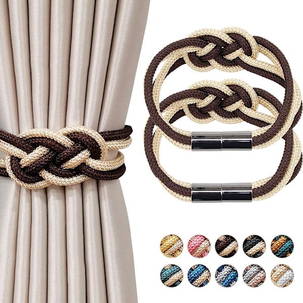 2 kpl Vahvat magneettiset verhonpidikkeet, päivitetty pohjoismainen yksinkertainen malli Coffee and Beige
