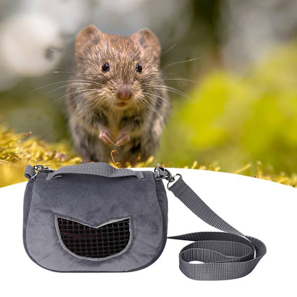 Harmaa flanellista valmistettu kannettava hengittävä lemmikkieläinten hamsterin kantolaite