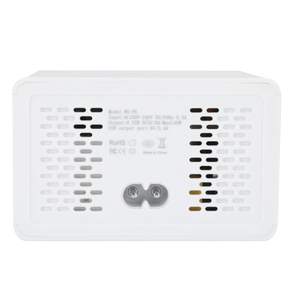 8-porttinen työpöydän seinälaturi, älykäs pikalatausasema 3.0 USB C LCD-näytöllä 100-240VEU-pistoke