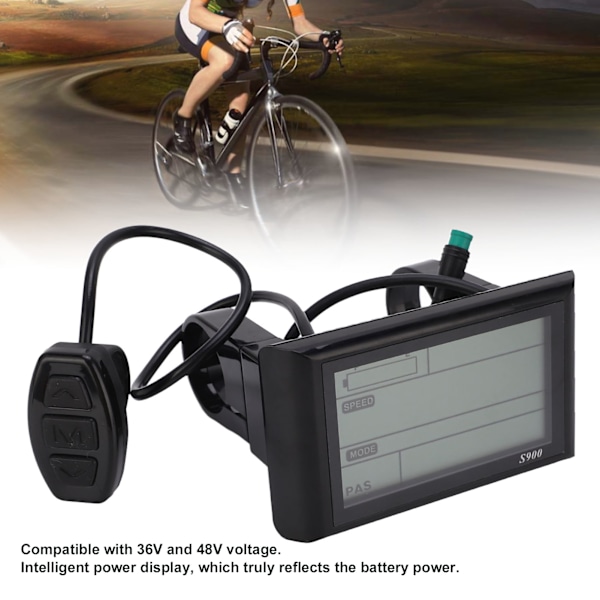 36V 48V Elektrisk cykel LCD S900 Display Kontrollpanel Vattentät LCD-skärmmätare för elcykel (protokoll 2)