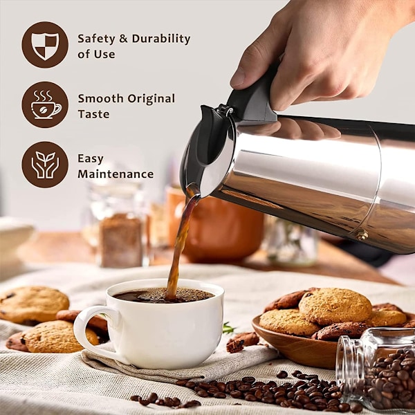 Mokabryggare i rostfritt stål, europeisk kaffekopp, portabel elektrisk kaffebryggare 200ml