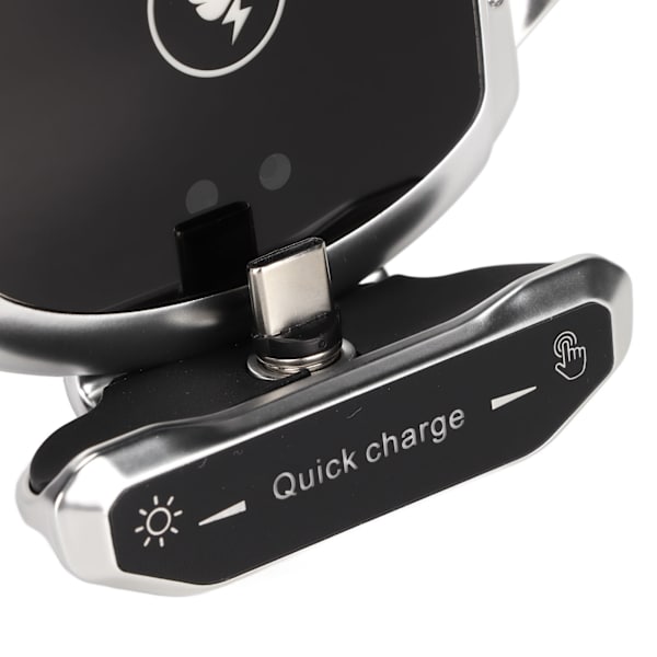 15W Trådløs Billader QI Hurtigopladning Smart Sensing 360° Rotation Biltelefonholder Montering med 3 Magnetisk Hoved Sølv Sølv
