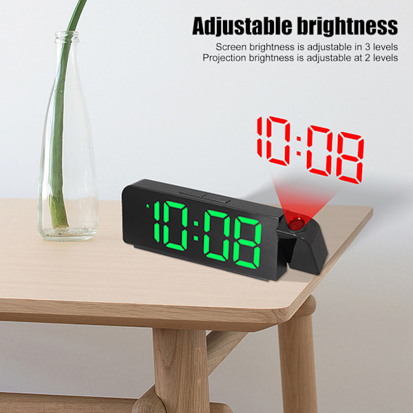 Perfekt Present Väckarklocka Med Ultra-Tydlig Display, Justerbar Ljusstyrka Och 180° Takprojektion, Batteribackup Och Högt Alarm, Idealisk För Alla