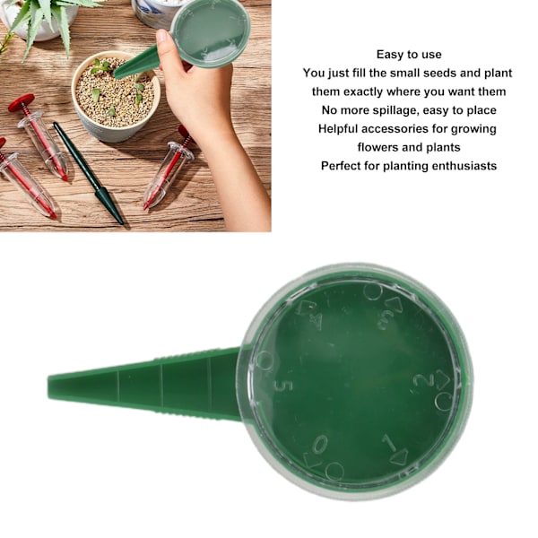 Mini Fröplanteringsverktyg, Trädgårdsfrödispenser, Handhållen Design för Enkel Hållning och Jämn Fröfördelning, Återanvändbart Robust Säkert Material (10st)