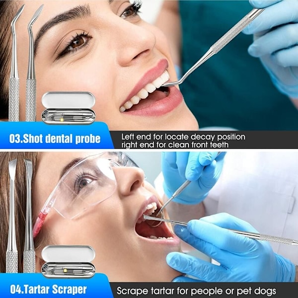 Premium Oral Care Collection, U-formad skrapa i rostfritt stål med ergonomisk design för optimal rengöring, Inkluderar dentala instrument & skyddande förvaring