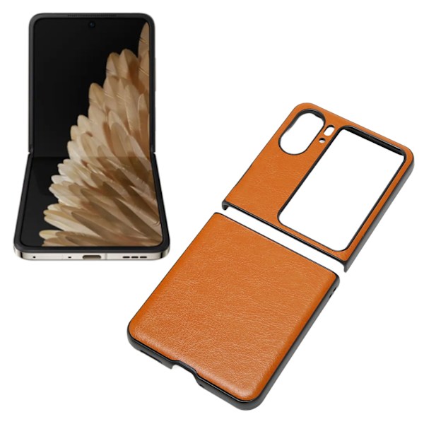 Foldbar skærm telefonetui Trendy behageligt telefonbeskyttende cover til Oppo Find N2 Flip Brun
