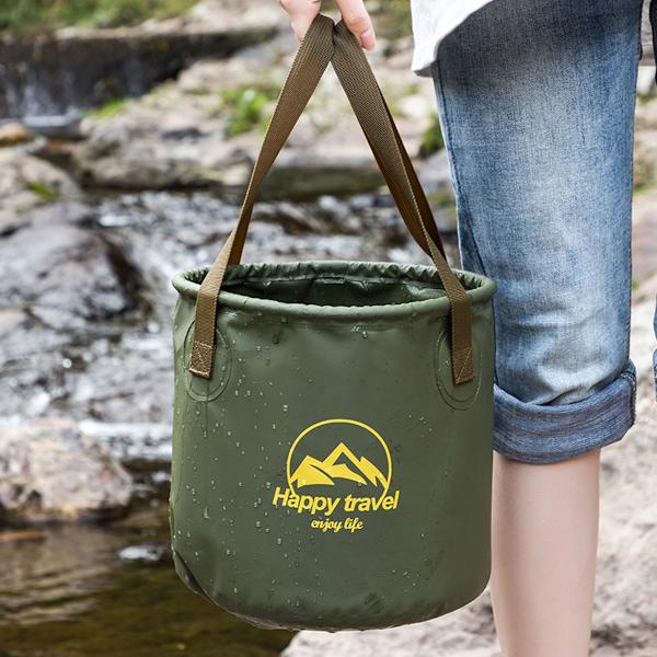 Hopfällbar Hink Camping Vattenbehållare med Handtag Fällbar Bärbar Tvättfat