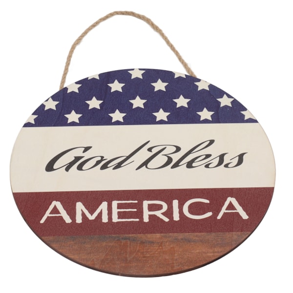 God Bless America Patriotisk Träskylt, Färgstark Gårdskrans med Enkelt Hängrep, Utomhusplakett för 4 juli-dekoration och Bred