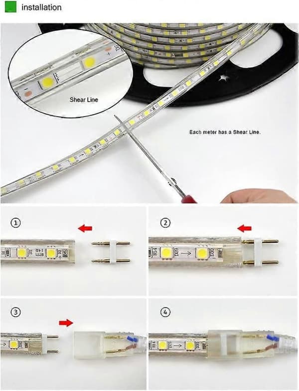 GETIT LED-stripe, vanntett LED-stripe, lysende LED-stripe 220v, 5050 IP65 vanntett LED-stripe, varmhvit (6m)