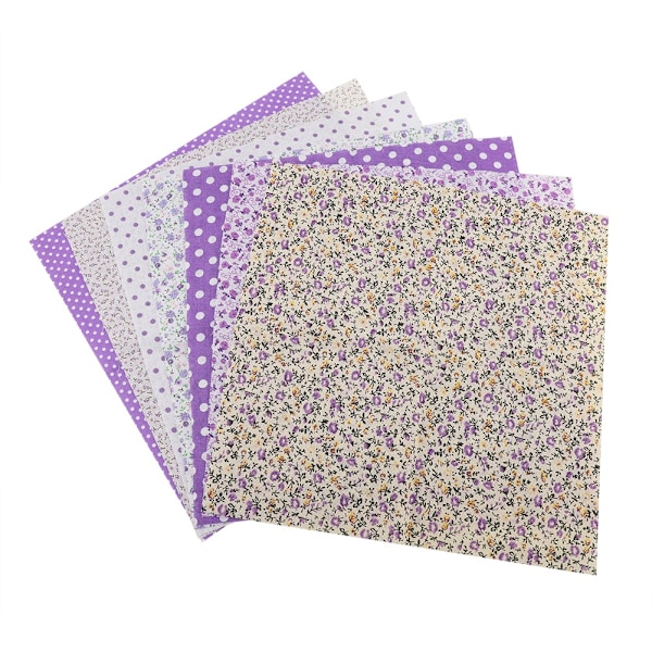 7pcs 50*50cm Cotton Fabric DIY Assorted Squares Pre Cut Bedding Kit Quarters Bundle (Purple)