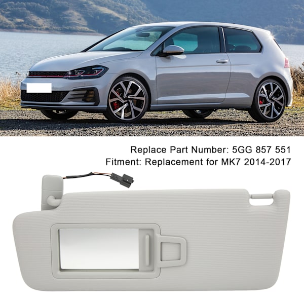 Grå Solskydd, Vänster, 5GG 857 551, Bilinredning Tillbehör, Ersättning för MK7 2014‑2017