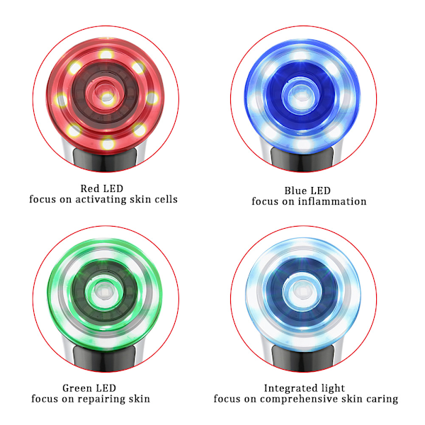 Ny 4-i-1 fotonterapi RF EMS mikrovibrations skönhetsmaskin rynkborttagning svart vit