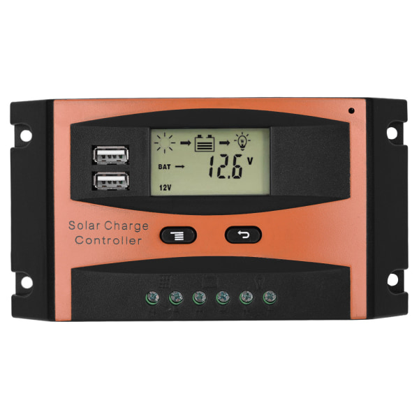 30A 50V Dobbelt USB LCD-skærm Smart PWM Solpanel Ladningsregulator IP32 Vandtæt
