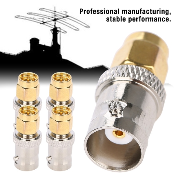 5 stk. Alle kobber radiofrekvensadapter SMA-BNC RF-adapter SMA han-stik til BNC hun-stik