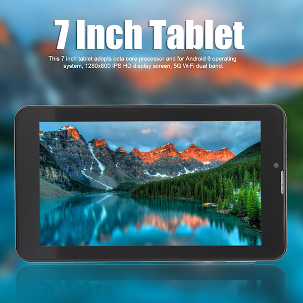 7-tums surfplatta Octa Core-processor 2 GB RAM 32 GB ROM 5G WIFI Dual Band Tablet PC för Android 10 100‑240V Svart EU-kontakt