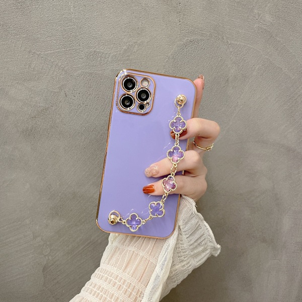 Gem Firkløver Gresskjede Etui for Apple 12 11 Pro Max X Etui