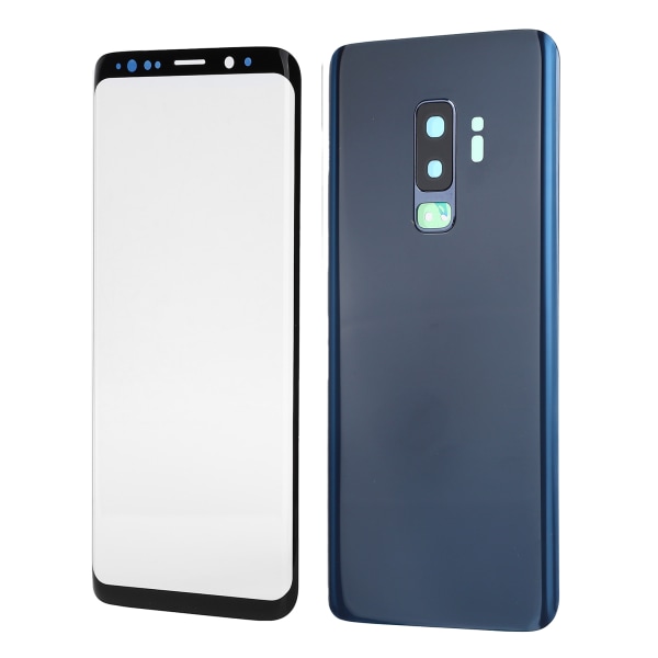 Telefon Bagside Bag Glas Cover Forside Skærm Glas Linse Udskiftningssæt til Samsung S9+ G965(Blå )