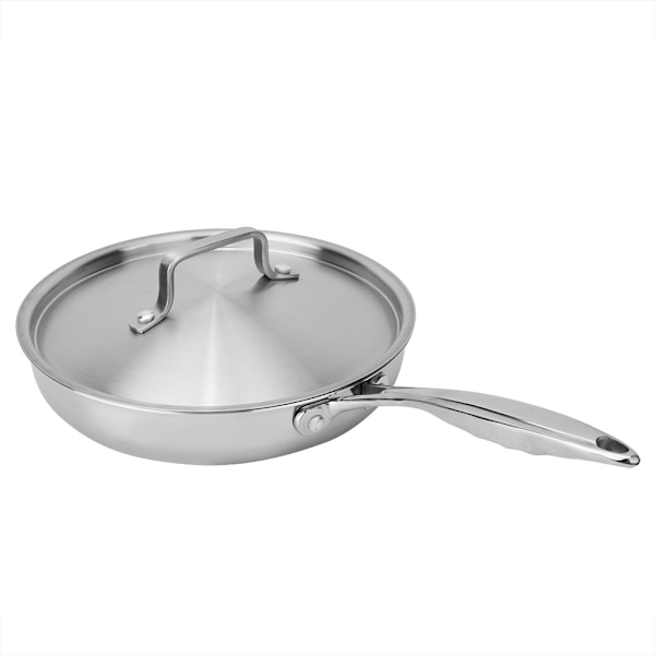 304/403 Rustfrit Trelags flad stegepande med låg, 24 cm