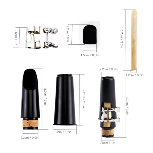 Klarinett Munnstykke Kit ABS Ligatur Puter Reed Cap Musikk Instrument Tilbehør(Svart )