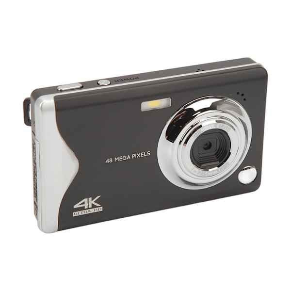3.0in LCD Digitalkamera 4K 48MP 16X Zoom Anti Shaking Bärbar HD-kamera med Typ C-port Fyllningsljus för tonåringar Barn Nybörjare Svart
