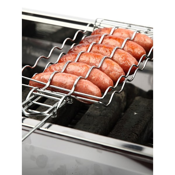 Högkvalitativt Material, Perfekt För Utomhusäventyr, Portabel Grillkorg Erbjuder Generös Matlagningsyta, Rostfritt Stål Korvställ Säkerställer