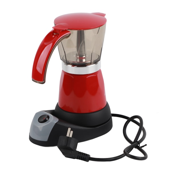 300ml/6 Cups 480W Electric Moka Pot Detachable Kitchen Stovetop Coffee Maker Red