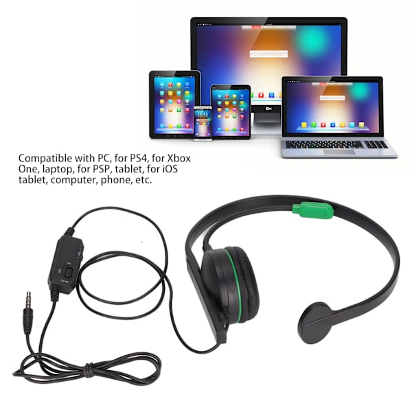 S481 Enkelsidig spelheadset 3,5 mm stereotrådbundet headset med mikrofon och in-line-kontroll för PS4 för Xbox One