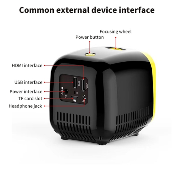 Mini Pico Projektor, Portabel Projektor med Full HD 1080P-skärm, Avancerat Kylsystem för Tyst Drift, Idealisk för Familjeunderhållning