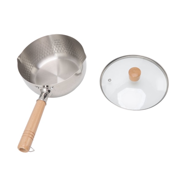 Japansk kastrull Non Stick 20cm diameter med lock trähandtag Rostfritt stål Mjölksoppa Gryta för hemmakök