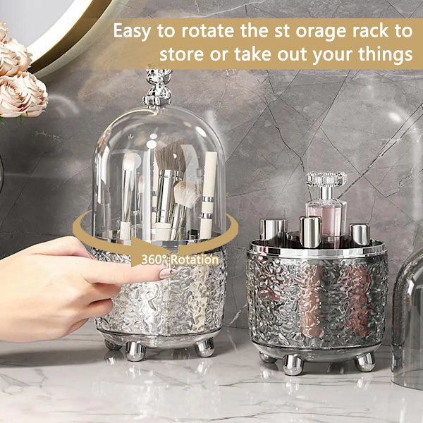 Sminkborste organizer Swivel dammtät lock organizer box byrå hylla