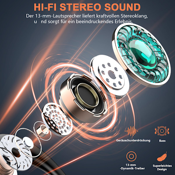 Sport Hörlurar, Hi-Fi Ljudkvalitet Bluetooth 5.3 Trådlöst Laddningsfodral Digital Display För Intensiva Träningspass, 60H Speltid, Djup Bas Over-Ear