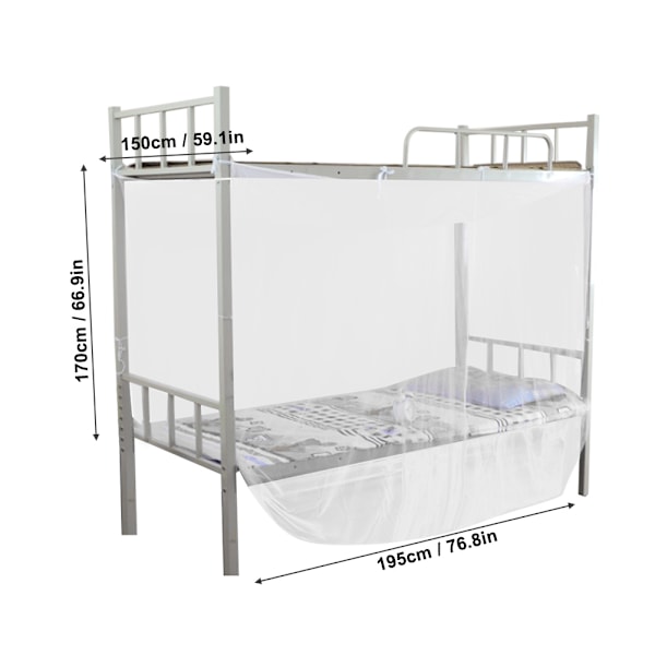4 hörnstolpsänghimmel myggnät Twin Full Queen Size nätvit (150x195x170cm)