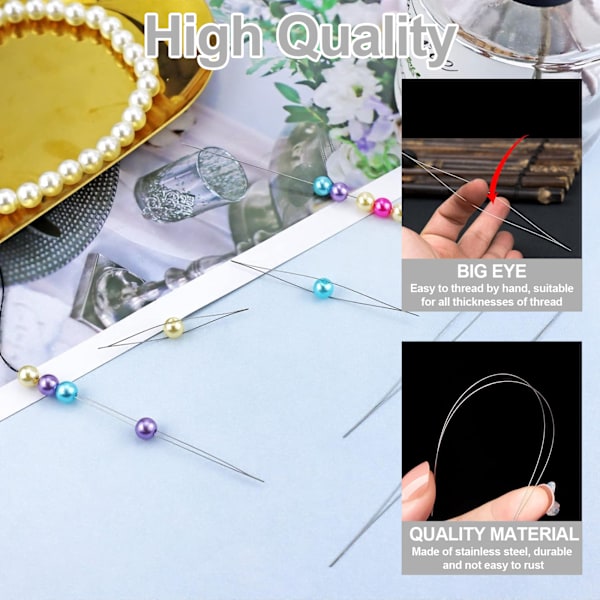 Pärlnål, Pärlnål Stora Ögon Pärlnålar Set för Frö Pärlor Smycken Tillverkning Broderi Nålar med Flaska 10PCS