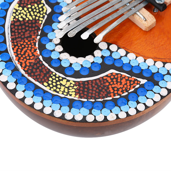 7 Tangenter Stembar Mbira i Kokosnøddeskal - Bærbar Tommelfingerklaver Musikinstrument
