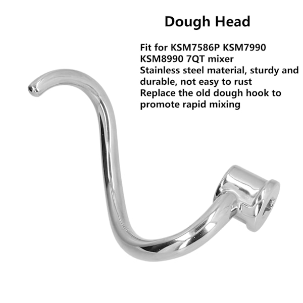 Professionell Degkrok för KitchenAid-mixers, Rostfri & Diskmaskinsäker, Spiraldesign för Snabb Degknådning, Kompatibel med 5Qt & 6Qt