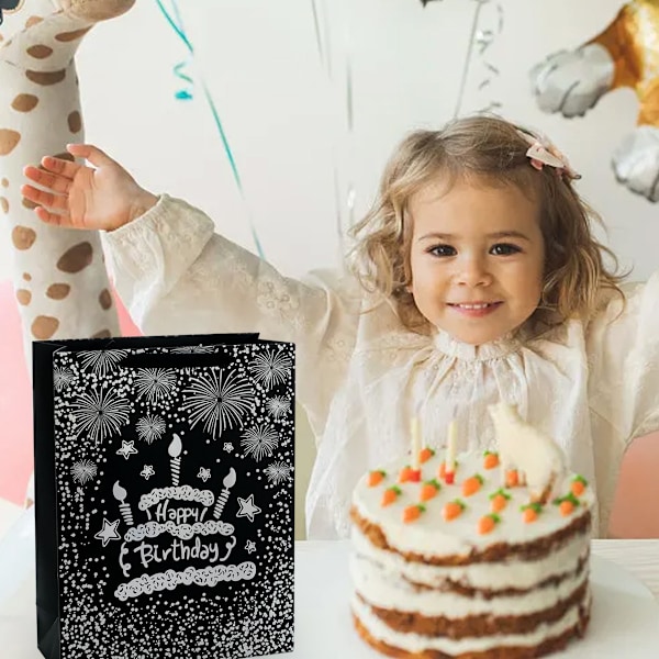 4 stk. Happy Birthday gavepose varmluftballon papirpose studerende med gavepose