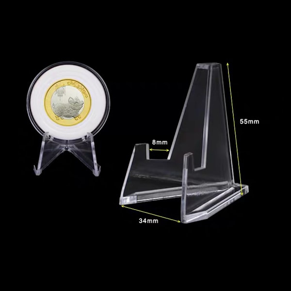 12 stk. Mini Akryl Display Stativ Transparent Mynt Display Staffeli for Hjem Butikk Utstillinger