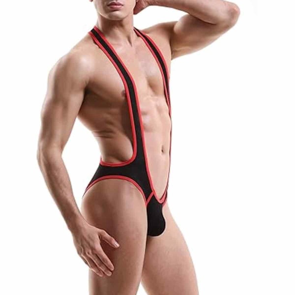 Herr Stretch Färg Kroppsformande Underkläder Sexig Mesh Andningsbar Rolig Jumpsuit