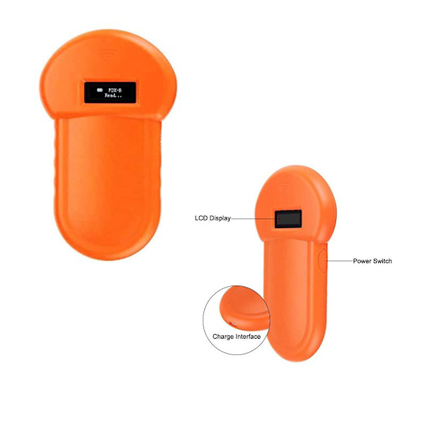 Djurchipsläsare, djurchipsläsare för hund, mikrochips handhållen djurskanner, djur-ID-läsare, inbyggd summer, USB laddning, för husdjur