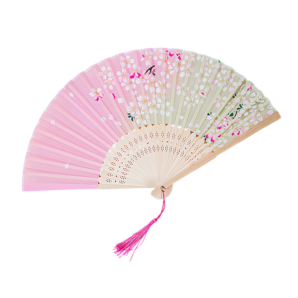 1 stk. Retro Bambus Folde vifte Håndholdt Blomsterblonde Vifter Dansende Fest Håndarbejde (Pink)