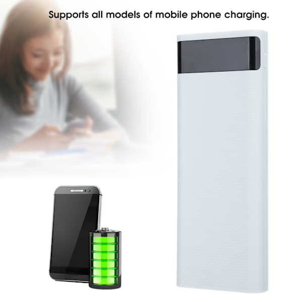 Snabbladdningsversion 8x18650 Power Bank Case USB DIY Kit Skal Batterihållare Laddningsbox Vit