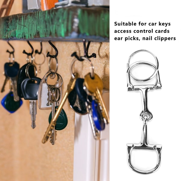 D-formet snaffle nøglering holdbar sølv D-ring zink-legering hestesnaffle bits nøglering