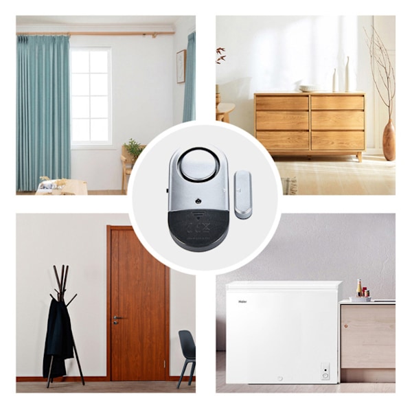 Säkerhetssköld: Dörr- och fönsterlarm för hemmasäkerhet, ultratunn inbrottsskyddande trådlös sensor med 120 dB högt larm, perfekt för dörrar,